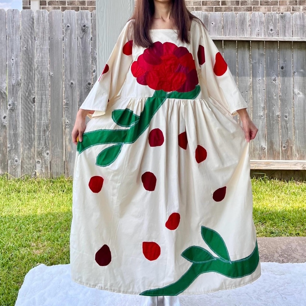 Handmade Aphrodite Rose Petal Appliqué Dress SKU 08033 With Side Pockets - Picture 5 of 10